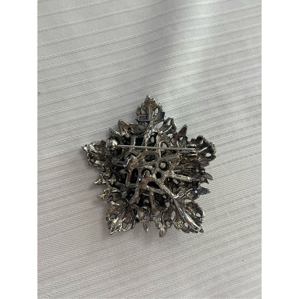 SNK Rhinestone Brooch Signed Rare - Picture 2 of 6